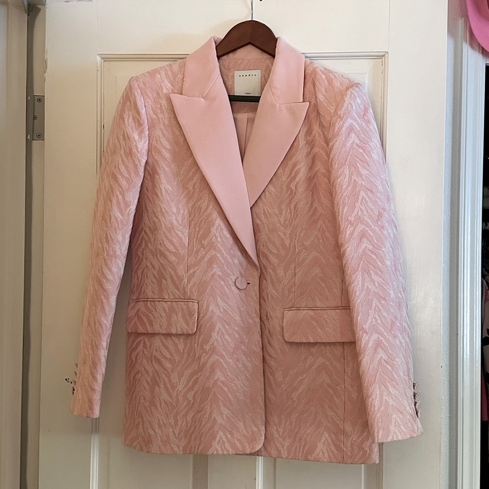 NWT Sandro Pink Zebra Blazer